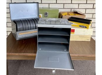 1960's Collection Of Kodak Slides, Trays, Metal Containers, And 16mm Motion Picture Film From Compco Corp