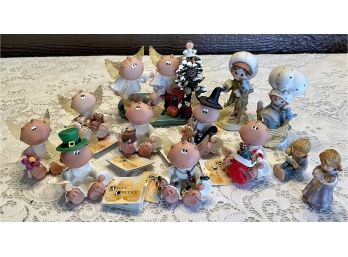 Collection Of Russ Angel Cheeks,  (2) Lefton Figurines & (2) Goebel Berta Hummel Figurines