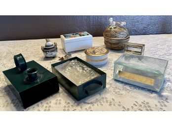 Music & Trinket Boxes With Chokin 24K Gold Rim Box, Japanese Incense Burner, Candle Box, & Metal Candle Box