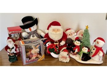 Assorted Christmas Holiday Stuffed Animals Including Huddles Denver Broncos 6004 And Musical Mouse