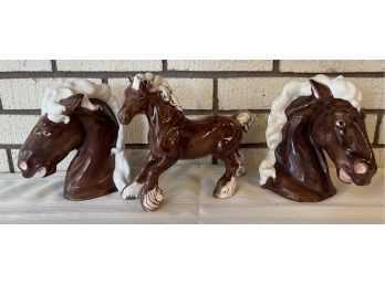 (3) 1950's-1960's Hand-painted Ceramic Horses