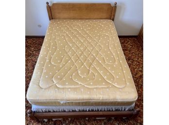 Solid Maple Bed Frame With Full Size Mattress, Skirt, And Box Springs