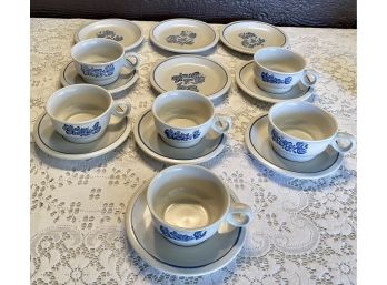 Vintage Pfaltzgraff Yorktowne Stoneware Side Plates, Coffee Mugs, And Saucers Dinnerware
