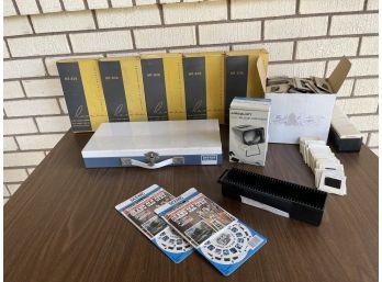 MT-836 Revere Slide Magazines, Kodachrome Slides With Cases, And Airequipt Slide Viewer And Case