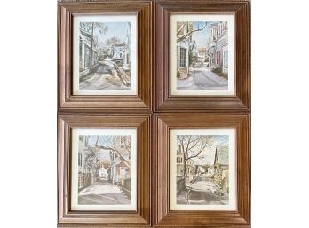 (4) Vintage Robert Brooks Prints In Wood Frames