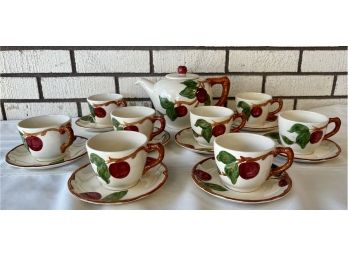 Vintage Franciscan Apple Pattern, Tea Pot 1949-53,  (8) Cups, And (8) Saucers 1953-1958 Back Stamp