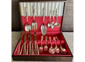 Vintage Set Of WM Rogers MFG CO Silver Plate Silverware, Assorted Serving Pieces, International Silver Co Box