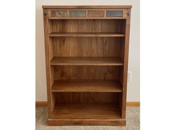 Java Furniture - Mojokerto - Mission Solid Wood 3 Shelf Bookcase With Tile Inlay