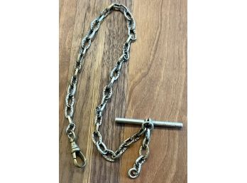 Antique Gold Tone Watch Fob And Bar 12' Long