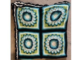 84' X 84' Hand Crochet Floral Granny Square Pattern King Size Afghan