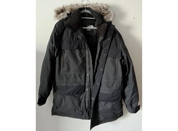 The North Face Men's Large Coat With Faux Fur Trim Hood
