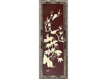 Made In China Lacquer And Mother Of Pearl Bird And Floral Motif Wall Hanging (3 Of 4)