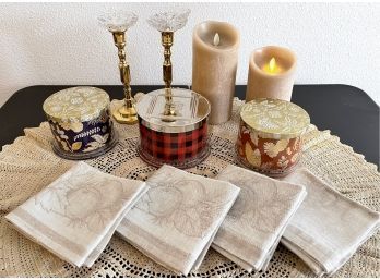 Candle Lot Including 3 Homeworx Candles, Sugar Plum Blackberry, Mulled Wine & Maple Rum - Flicker & More