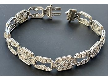 Antique Art Deco Platinum & Diamond Bracelet Pierced Hand Engraved Design 18.2 Grams W 4.62 Carats Diamonds