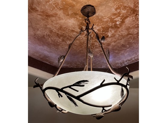 Beautiful Metal Vine And Frosted Glass Custom Colorado Mountain Design Chandelier