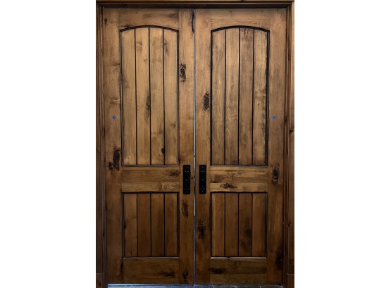Large Knotty Alder Double Doors With Door Frame