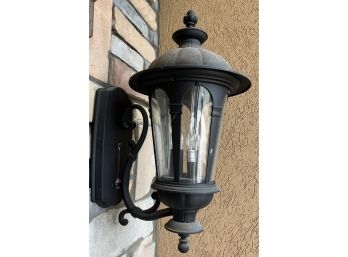 Outdoor Custom Black Metal And Glass Wall Sconce (6 Of 6)