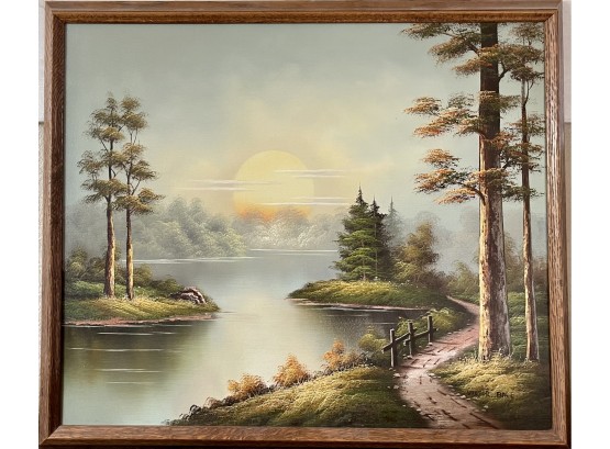 Victor Ball Original Oil Painting Sunset Landscape Framed
