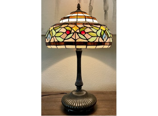 Stained Glass Lamp With Bronze Metal Base Works (1 Of 2)