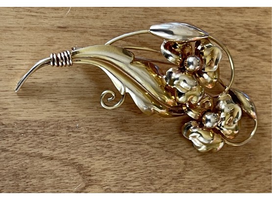 Vintage Regal Gold Tone Floral Pin