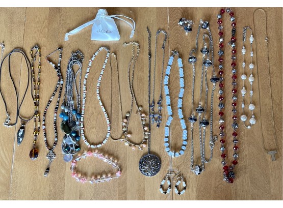 Collection Of Costume Necklaces - Beads, Rhinestones, Faux Pearls, Ethika, And More