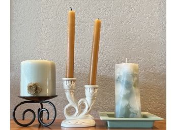 Small Candle Collection Including Redwing Magnolia Candle Holder