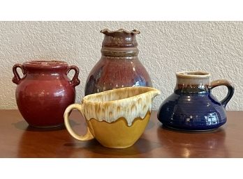(4) Assorted Pottery Pieces - Signed Studio, USA, And Unmarked