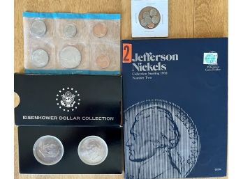 Collection Of Proof Coin Sets - Eisenhower Dollar, Jefferson Nickels Partial, Miniature Coin Set, And More