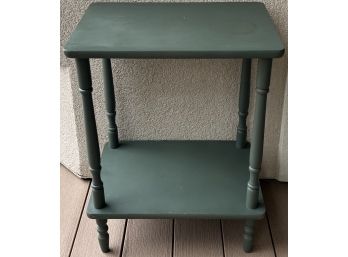 Small Green Painted Side Table With Bottom Shelf