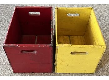 (2) Vintage Painted Red And Yellow Canada Dry Crates With Metal Trim