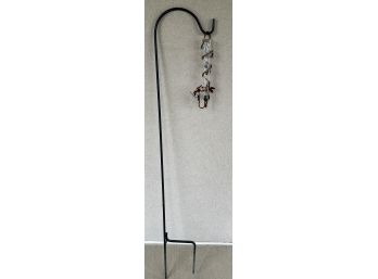 63 Inch Metal Plant Hanger With Glass And Copper Humming Bird Feeder