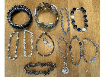 Collection Of Vintage Medal Bead And Rhinestone Bracelets - Avon, LC, Etc.
