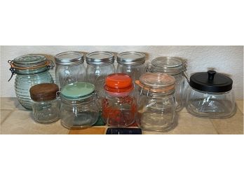 (8) Assorted Glass Canning Jars - Kenn, Kilner, Fido, And More