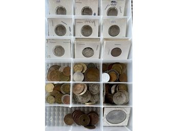 Collection Of Vintage US And Foreign Coins - 1930 And 1940 Nickels, German, Asian, Canadian, Italian, And More