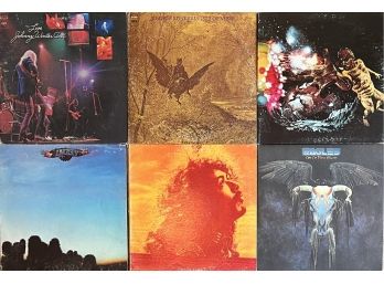(6) Vintage Vinyl Albums - Eagles, Santana, Jimmie Spheeris, Johnny Winter