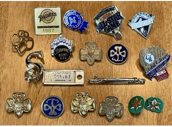 Collection Of Vintage Pins - Girl Scouts, Colorado Rockies, And More
