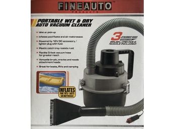 Fine Auto Products Portable Wet & Dry Auto Vacuum Cleaner In Original Box With Accessories