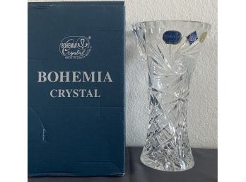 Bohemia Crystal Vase Made In The Czech Republic With Original Box & Stickers