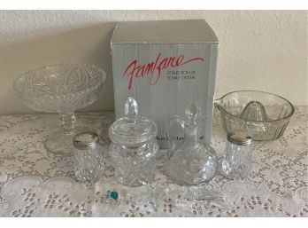 Collection Of Assorted Cut Glass & Crystal Including Towle 4-piece 24 Percent Lead Crystal Set In Box