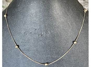 14K Gold Chain & Ball Delicate Necklace 16' Long And Weighs 1.9 Grams