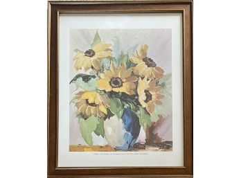 Leon Franks - Sun Flowers - Oil On Canvas, Private Collection Poster - Geneve Switzerland In Frame