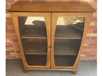 Mid Century Modern Cabinet With Glass Front And Two Shelves