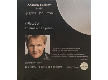 Gordon Ramsay Maze White 4-piece Cereal Bowl Set New In Box