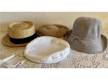 Peggy Earles Original Mink Hat W/ Hair Combs & Straw Hat & Collections18 Hat NWT