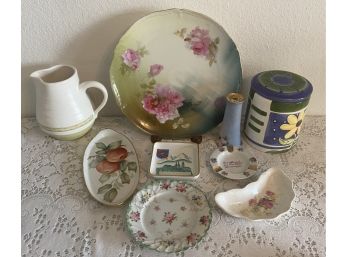 Lot Of Assorted Ceramic And Earthenware Including Pitcher, Plates, Dishes, Canister, & More