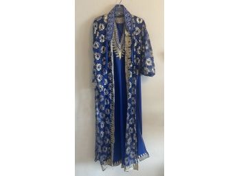 Blue India Satin Caftan & Robe