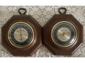 Verichron Barometer & Thermometer With Wall Hooks