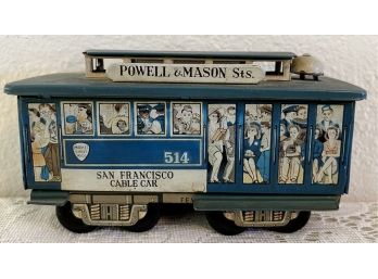 San Francisco Vintage Friction Toy Cable Car Japan Powell & Mason Sts. F.e.walts