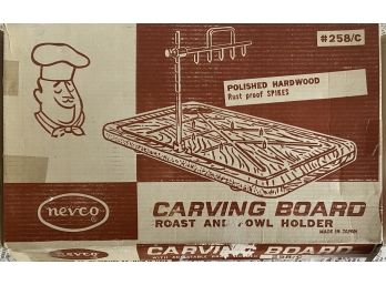 Nevco Carving Board Roast And Fowl Holder 258/c In Original Box