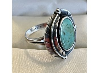 Sterling Silver & Turquoise Plata 925 Southwestern Ring  Size 7.5